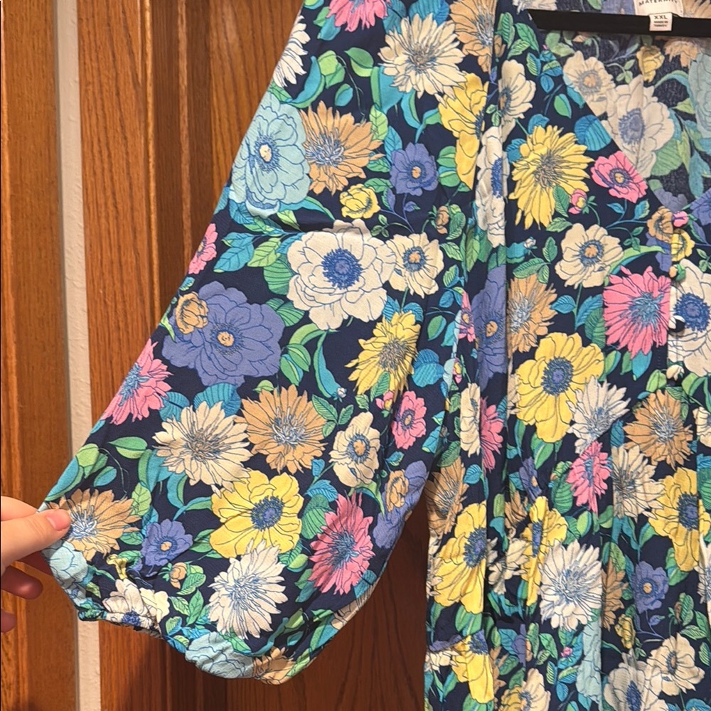 Gap Maternity Floral Blue Maxi Dress - Picture 3 of 5